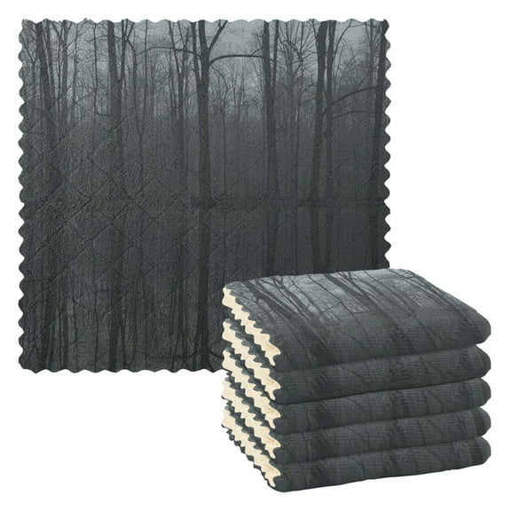 Kitchen Dish Towels Soft Absorbent Dish Cloths 11"x11" Dark Forest Reflections in Water 6 Packs
