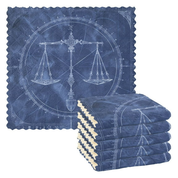 Kitchen Dish Towels Soft Absorbent Dish Cloths 11"x11" Libra Of Zodiac 6 Packs