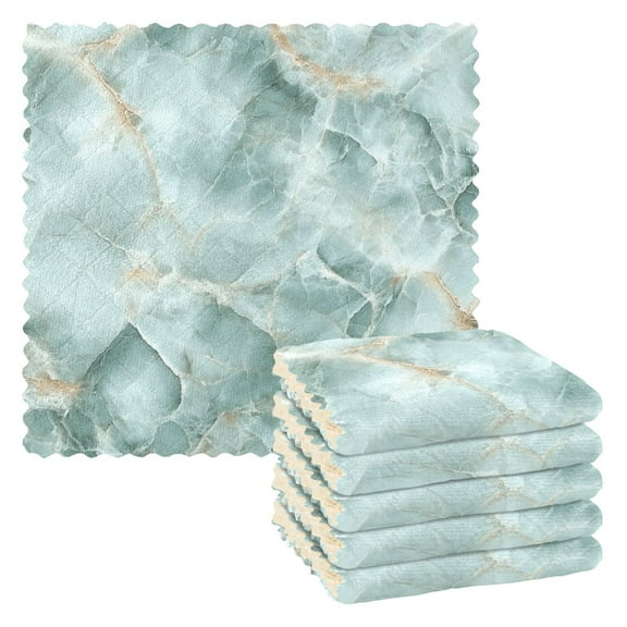Kitchen Dish Towels Soft Absorbent Dish Cloths 11"x11" Mint Green Marble 6 Packs