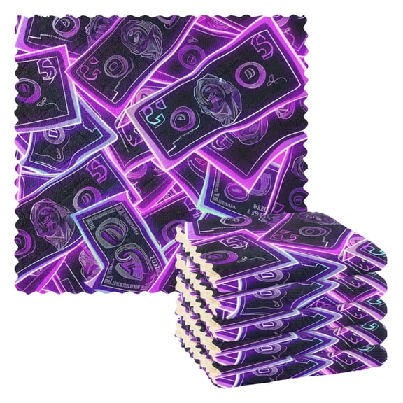 Kitchen Dish Towels Soft Absorbent Dish Cloths 11"x11" Neon Dollar Bills 6 Packs