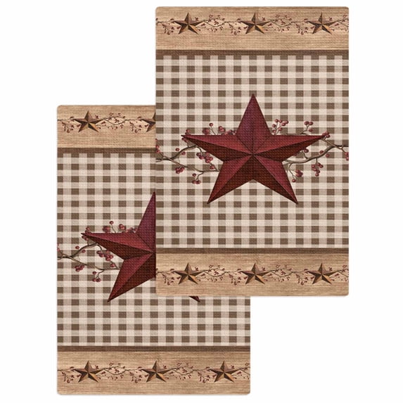 Kitchen Dish Towels Waffle Weave, Farmhouse Country Star Berry Soft ...