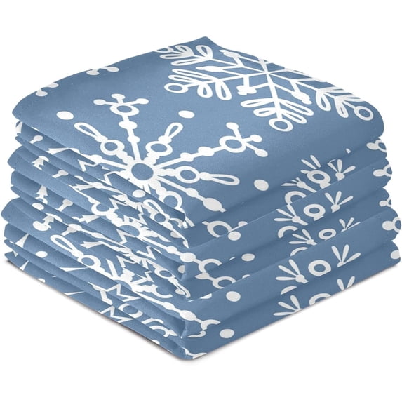 Kitchen Dish Towels, Winter Christmas Snowflakes Kitchen Towels Set of 6 Super Soft Absorbent Dish Towels Set Microfiber Polyester Kitchen Dish Cloths Decorative Tea Towels, 28"x18"