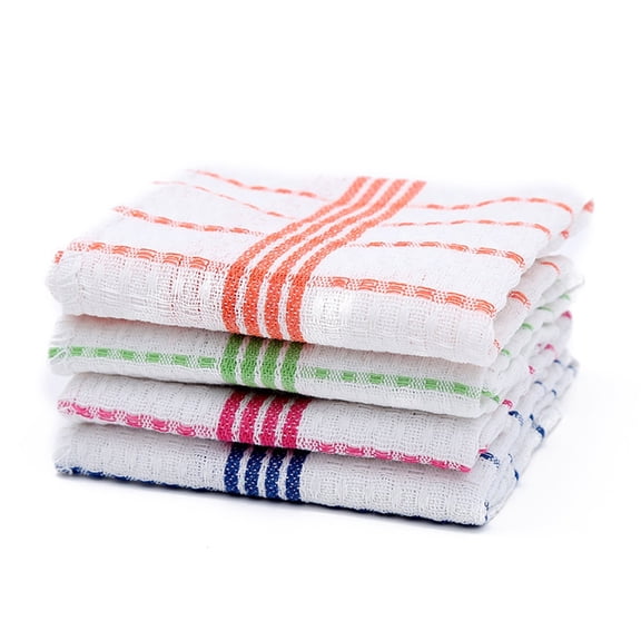 Kitchen Dishcloth Set, 4 Pack Absorbent Waffle Weave Dish Towels, Cotton Scrubbing Wash Cloth for Dishes, 4PC, White