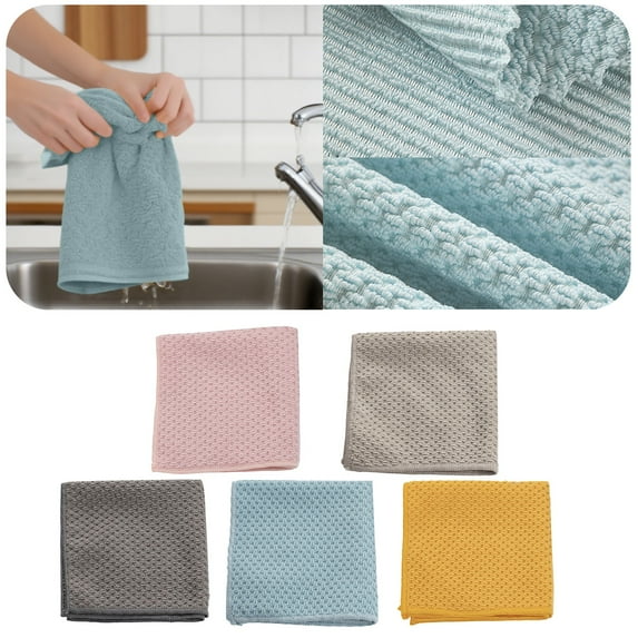 Kitchen Dishcloth Set Pure Cotton Cleaning Dish Towel Highly Absorbent Pink 1PC