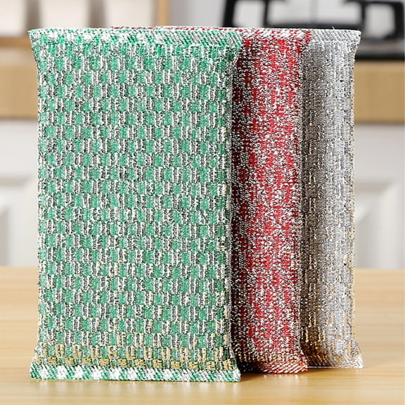 Kitchen Dishwashing Cloth Sponge | Double Sided Non-Greasy Scouring Pad | Multicolor Household Cleaning Brush | 16x8.5cm Durable Wiping Cloth for Bowls, Kitchenware, Surfaces | 3 Pack
