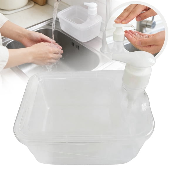 Kitchen Dishwashing Liquid Presser B - 2 in 1 Soap Dispenser with Sponge Holder for Countertop