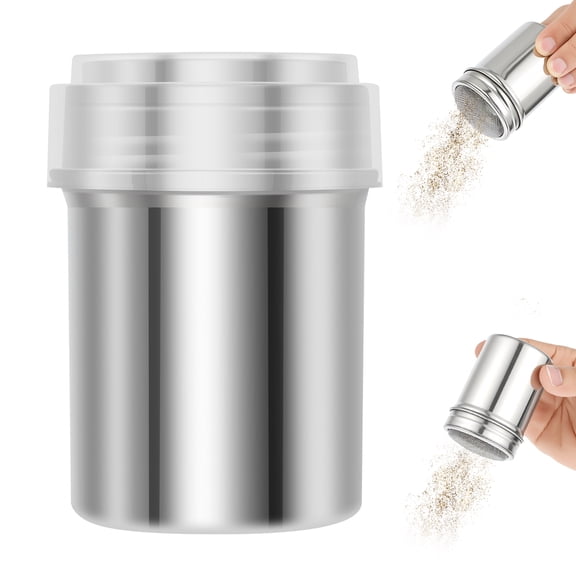 7oz Stainless Steel Dredge Shaker,Kitchen Dispenser Spice Shaker with without Handle  Seasonings Spice Shakers With Holes and Lids for Salt, Spice, Sugar, Flour