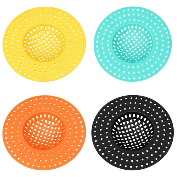 Kitchen Drain Filter Anti-Clog Plastic Strainer, Durable Reusable Sink Catcher for Kitchen, Bathroom, Bathtub, Food Waste Preventer, Easy to Clean, 4 Pack Colors