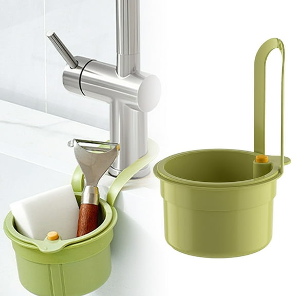 Kitchen Drain Rack,Faucet Hanging Strainer Basket with Auto-Dump Release, 20cm Over-The-Sink Colander for Food Scraps - One-Touch Kitchen Drain Catcher, Sink Organizer for Small Spaces