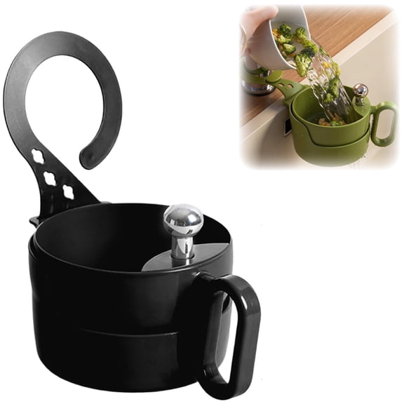 Kitchen Drain Strainer Fruit Washing Basket - Separable Food Waste Catcher with Quick Drain Function - Kitchen Tools Home Organization for Sink Counter Dorm 6.3"x4.3" (Black)
