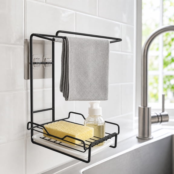Kitchen Drainage Shelf, Non-Drill Hanging Dish Rack Organizer for Countertop Drying Storage Easy Installation Kitchen Tool