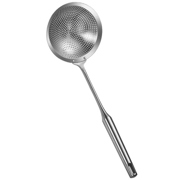 Kitchen Draining Spoon Convenient Hole Soup Slotted Spoon Space Saving Stainless Steel Skimmer Spoon