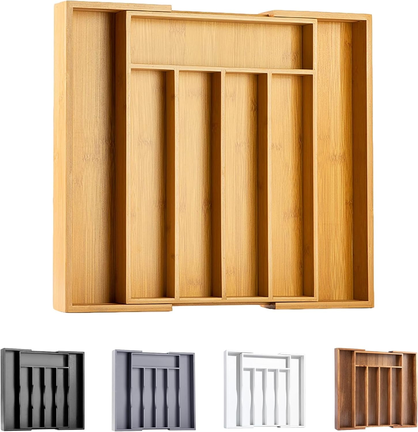 Kitchen Drawer Organizer Expandable Bamboo Utensil Holder Cutlery Tray for Kitchen Utensil and Flatware Bedroom Office