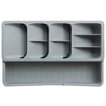 thumbnail image 1 of Kitchen Drawer Organizer, Multi-Compartment Silverware Tray, Cutlery Utensil Storage Solution, Long-lasting PP Material, 5 Small 1 Long Sections, 15.9 x 6.5 x 2.17 in（40.5 x 16.5 x 5.5 cm）, Gray, 1 of 5