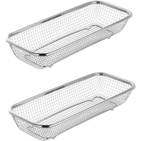 Kitchen Drawer Organizer, Stainless Steel Storage Container Metal Cabinet Storage Basket for Holding Silverware Kitchen Utensil, Pack of 2