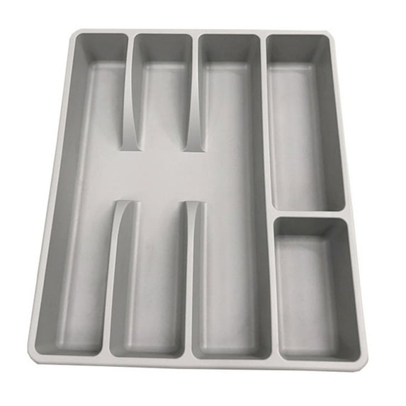 Kitchen Drawer Organizer for Silverware Utensils Plastic Tray with 5 Compartments Space Saving Durable