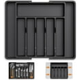 thumbnail image 1 of Behome Kitchen Drawer Organizer, Space-Saving 8 Storage Compartments Holds Silverware, Expandable Utensil Tray for the Kitchen, Anti Slip Design, Flexible Size, Black, 1 of 7