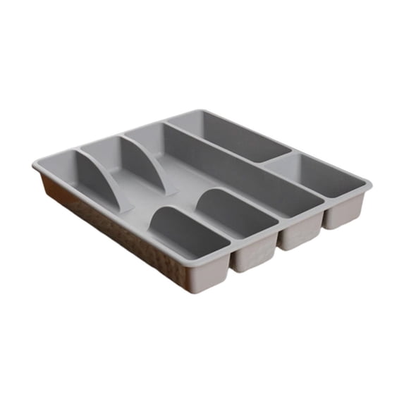 Kitchen Drawer Silverware Organizer - Multi-Compartment Plastic Utensil Tray for Spoons, Forks, Knives & Chopsticks - Tidy Storage Solution for Small Spaces Gray