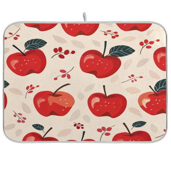 Kitchen Drying Mat 16x18In Drying Dish Mat Dish Drying Mats Kitchen Countertop Multi-Function Drain Drying Mat Kitchen Table Apple