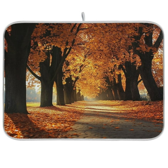 Kitchen Drying Mat 16x18In Drying Dish Mat Dish Drying Mats Kitchen Countertop Multi-Function Drain Drying Mat Kitchen Table Autumnal Tree