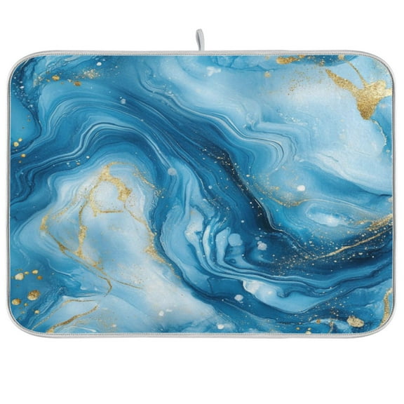 Kitchen Drying Mat 16x18In Drying Dish Mat Dish Drying Mats Kitchen Countertop Multi-Function Drain Drying Mat Kitchen Table Beautiful Blue Marble