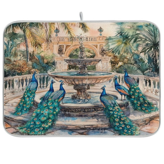 Kitchen Drying Mat 16x18In Drying Dish Mat Dish Drying Mats Kitchen Countertop Multi-Function Drain Drying Mat Kitchen Table Beautiful Peacock