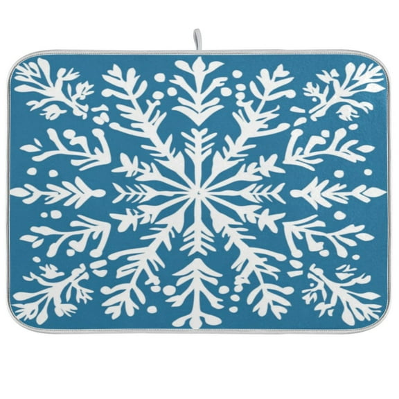 Kitchen Drying Mat 16x18In Drying Dish Mat Dish Drying Mats Kitchen Countertop Multi-Function Drain Drying Mat Kitchen Table Beautiful Snowflakes2