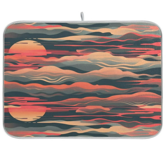 Kitchen Drying Mat 16x18In Drying Dish Mat Dish Drying Mats Kitchen Countertop Multi-Function Drain Drying Mat Kitchen Table Beautiful Sunset