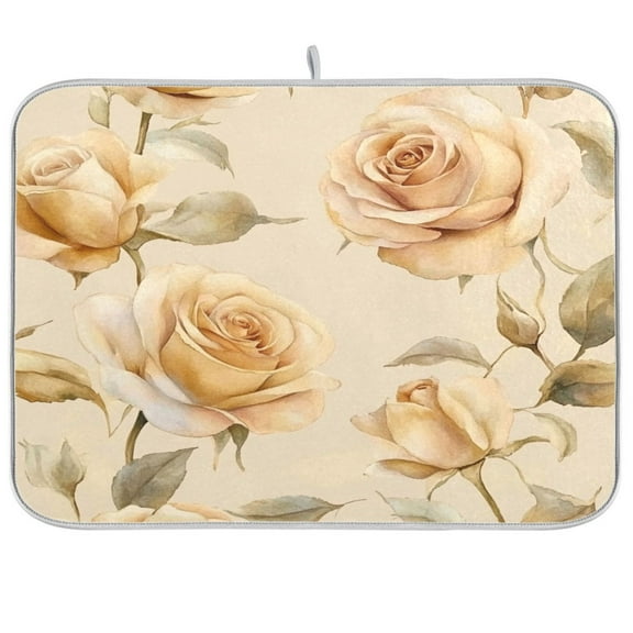 Kitchen Drying Mat 16x18In Drying Dish Mat Dish Drying Mats Kitchen Countertop Multi-Function Drain Drying Mat Kitchen Table Beige Rose