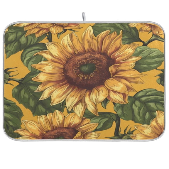 Kitchen Drying Mat 16x18In Drying Dish Mat Dish Drying Mats Kitchen Countertop Multi-Function Drain Drying Mat Kitchen Table Big Sunflower