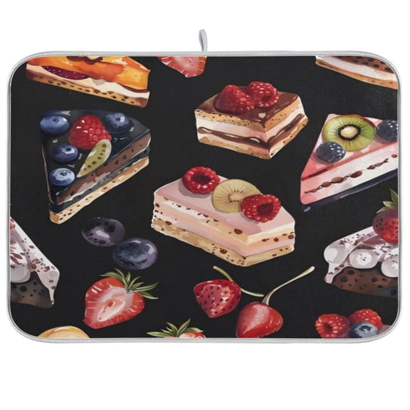 Kitchen Drying Mat 16x18In Drying Dish Mat Dish Drying Mats Kitchen Countertop Multi-Function Drain Drying Mat Kitchen Table Black Cake