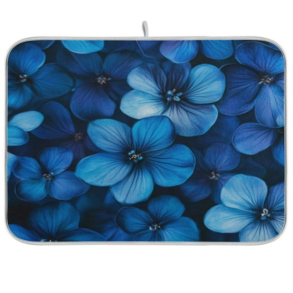 Kitchen Drying Mat 16x18In Drying Dish Mat Dish Drying Mats Kitchen Countertop Multi-Function Drain Drying Mat Kitchen Table Blue Flower2