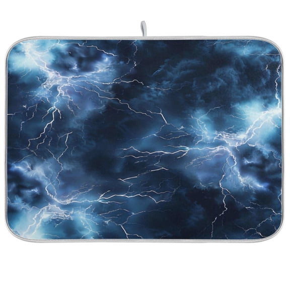 Kitchen Drying Mat 16x18In Drying Dish Mat Dish Drying Mats Kitchen Countertop Multi-Function Drain Drying Mat Kitchen Table Blue Lightning
