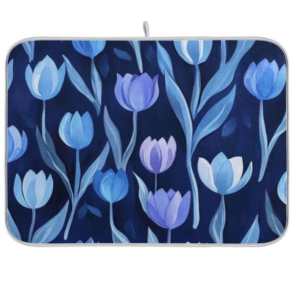 Kitchen Drying Mat 16x18In Drying Dish Mat Dish Drying Mats Kitchen Countertop Multi-Function Drain Drying Mat Kitchen Table Blue Tulip1