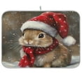 thumbnail image 1 of Kitchen Drying Mat 16x18In Drying Dish Mat Dish Drying Mats Kitchen Countertop Multi-Function Drain Drying Mat Kitchen Table Brown Christmas Bunny, 1 of 8