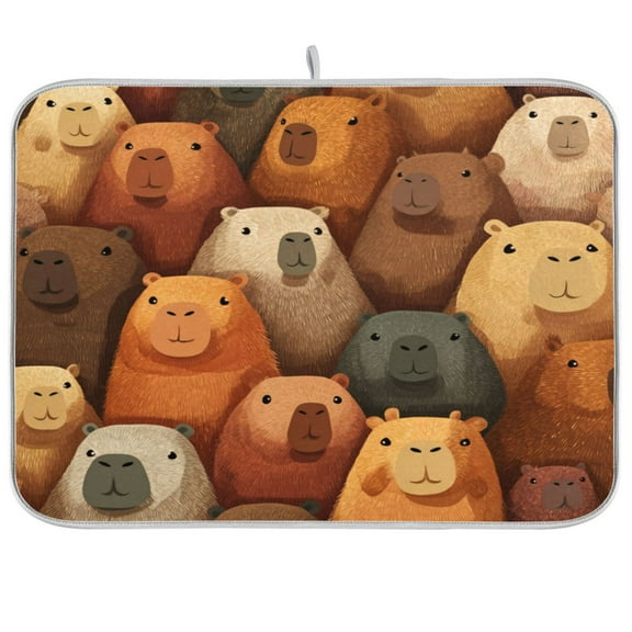 Kitchen Drying Mat 16x18In Drying Dish Mat Dish Drying Mats Kitchen Countertop Multi-Function Drain Drying Mat Kitchen Table Capibara Seamless