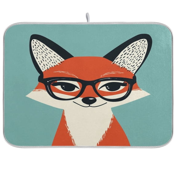 Kitchen Drying Mat 16x18In Drying Dish Mat Dish Drying Mats Kitchen Countertop Multi-Function Drain Drying Mat Kitchen Table Cartoon Beautiful Fox