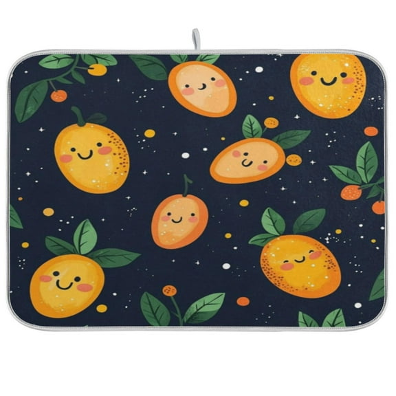 Kitchen Drying Mat 16x18In Drying Dish Mat Dish Drying Mats Kitchen Countertop Multi-Function Drain Drying Mat Kitchen Table Cartoon Cute Mango