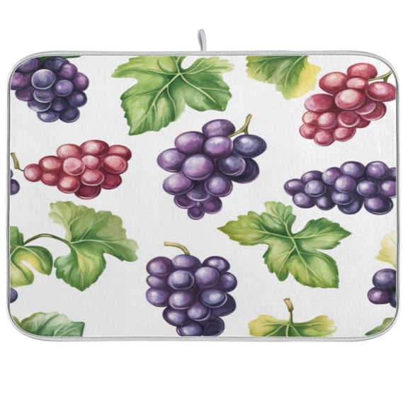 Kitchen Drying Mat 16x18In Drying Dish Mat Dish Drying Mats Kitchen Countertop Multi-Function Drain Drying Mat Kitchen Table Cartoon Grape