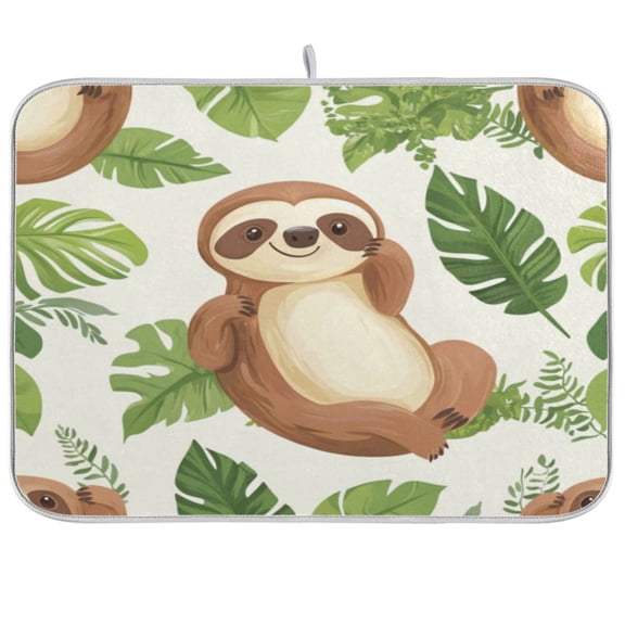 Kitchen Drying Mat 16x18In Drying Dish Mat Dish Drying Mats Kitchen Countertop Multi-Function Drain Drying Mat Kitchen Table Cartoon Sloth