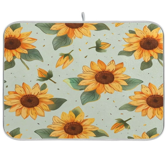 Kitchen Drying Mat 16x18In Drying Dish Mat Dish Drying Mats Kitchen Countertop Multi-Function Drain Drying Mat Kitchen Table Cartoon Sunflower
