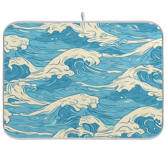 Kitchen Drying Mat 16x18In Drying Dish Mat Dish Drying Mats Kitchen Countertop Multi-Function Drain Drying Mat Kitchen Table Choppy Sea