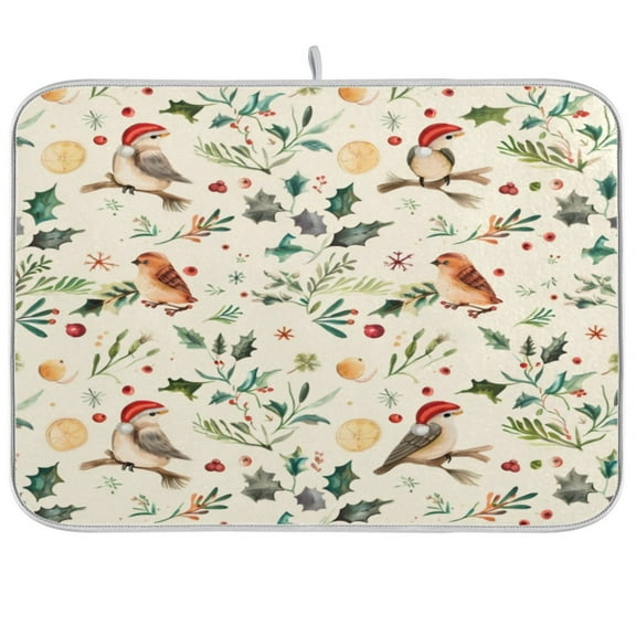Kitchen Drying Mat 16x18In Drying Dish Mat Dish Drying Mats Kitchen Countertop Multi-Function Drain Drying Mat Kitchen Table Christmas Bird