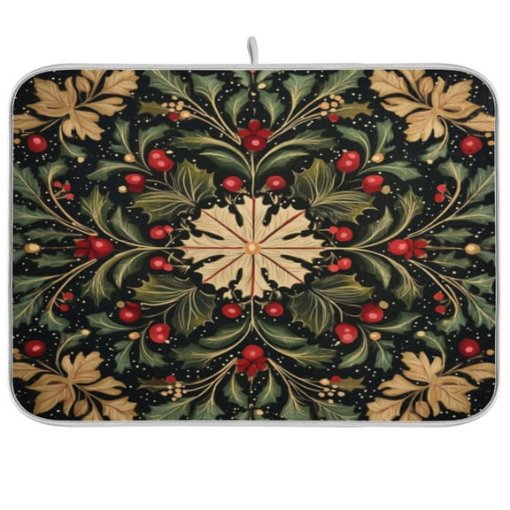 Kitchen Drying Mat 16x18In Drying Dish Mat Dish Drying Mats Kitchen Countertop Multi-Function Drain Drying Mat Kitchen Table Christmas Colorful Pattern