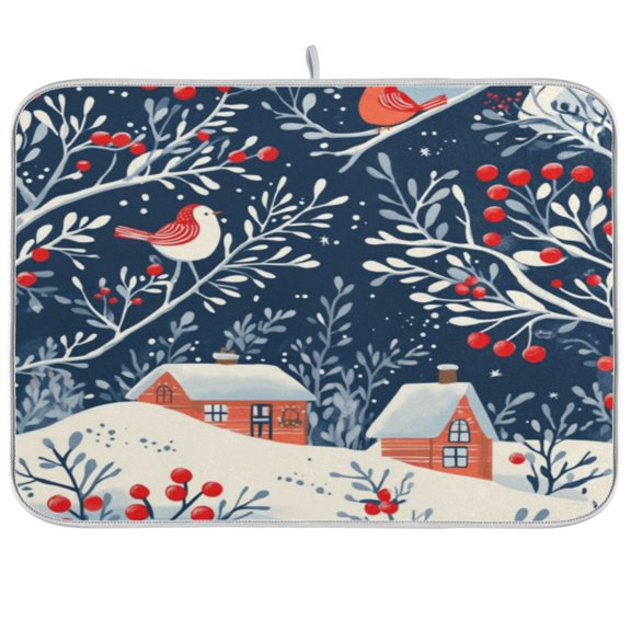 Kitchen Drying Mat 16x18In Drying Dish Mat Dish Drying Mats Kitchen Countertop Multi-Function Drain Drying Mat Kitchen Table Christmas House Pictures
