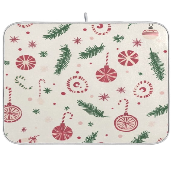 Kitchen Drying Mat 16x18In Drying Dish Mat Dish Drying Mats Kitchen Countertop Multi-Function Drain Drying Mat Kitchen Table Christmas Lollipop