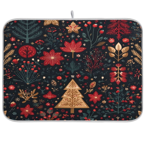 Kitchen Drying Mat 16x18In Drying Dish Mat Dish Drying Mats Kitchen Countertop Multi-Function Drain Drying Mat Kitchen Table Christmas Tree Beautiful