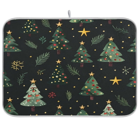 Kitchen Drying Mat 16x18In Drying Dish Mat Dish Drying Mats Kitchen Countertop Multi-Function Drain Drying Mat Kitchen Table Christmas Tree