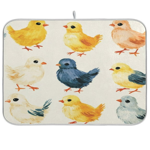Kitchen Drying Mat 16x18In Drying Dish Mat Dish Drying Mats Kitchen Countertop Multi-Function Drain Drying Mat Kitchen Table Colored Chicken3