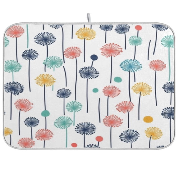 Kitchen Drying Mat 16x18In Drying Dish Mat Dish Drying Mats Kitchen Countertop Multi-Function Drain Drying Mat Kitchen Table Colored Dandelions